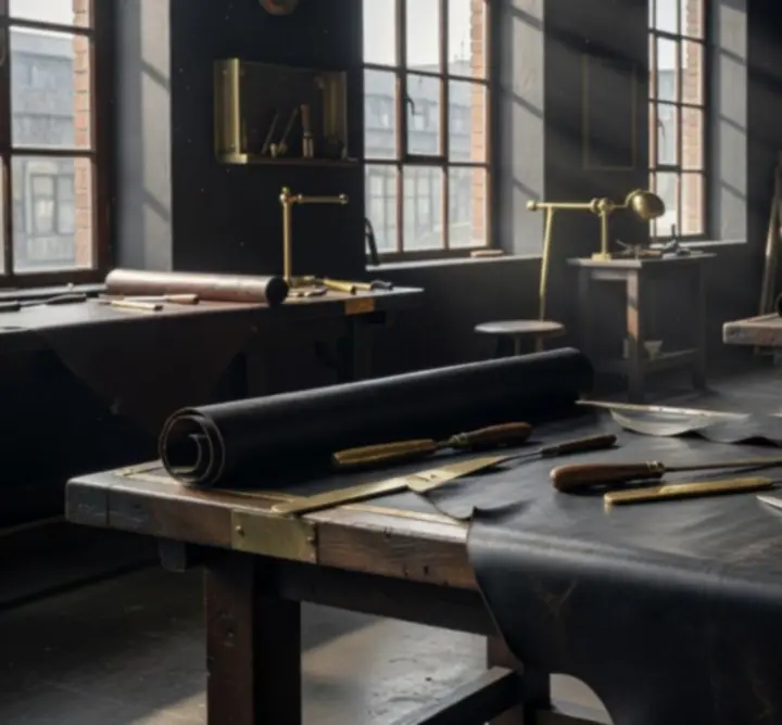 Wnętrze pracowni rzemieślniczej  luxurybaags z naturalnym światłem padającym na warsztaty