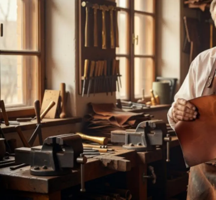 Mistrz rzemieślnik Janusz Kowalski w pracowni